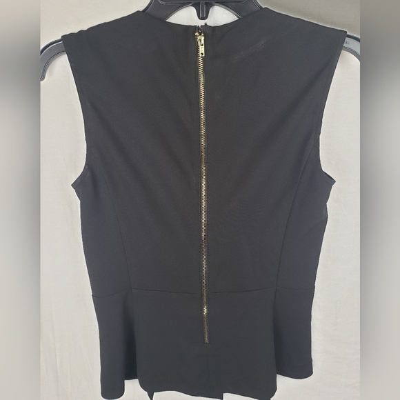 Banana Republic Black Flare Bottom Zip Up Back Shirt Sz 0 - Picture 3 of 7